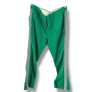 Vintage Corbin Montego Linen Trousers Green Houndstooth Stripe Squire Shop 32